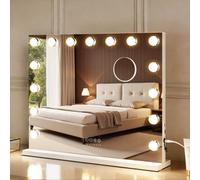 Fascinate Hollywood Vanity Mirror 15 Dimmable Led Bluetooth Speakers Large 58X48Cm