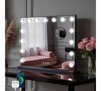 Fascinate Hollywood Vanity Mirror 15 Dimmable Led Large 58X48Cm Modern Black