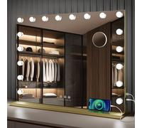 Fascinate Hollywood Vanity Mirror Xtra Large 80X60Cm 18 Dimmable Led, 3 Colour Modes, Elegant Gold