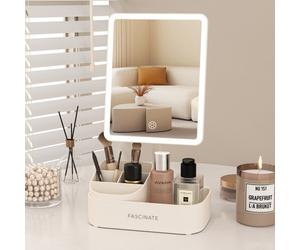 Fascinate Illuminated Beauty Cosmetic Makeup Hollywood Mirror, Cosmetic Storage Space, Beige