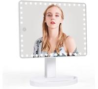 FASCINATE Large Lighted Makeup Vanity Mirror with 45 LED Lights, Rechargeable Lithium Battery Light Up Mirror, Touch Screen, 360° Rotation Portable Tabletop Cosmetic illuminated Mirror