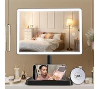 Fascinate Large Lighted Makeup Vanity Mirror With 96 Led Lights, Rechargeable, Black