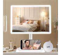 FASCINATE Large Lighted Makeup Vanity Mirror with 96 LED Lights, Rechargeable Lithium Battery Light Up Mirror (Snowy)