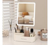 Fascinate Led Makeup Mirror With Cosmetic Storage Base & 3 Colour Dimming - Rechargeable Beige