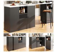 Fascinate Matteo 360 Degree Swivel Bar Table With Marble Effect Top & Integrated Storage - Black Mdf For Uk Diy Homes
