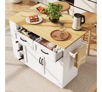 Fascinate Matteo White Kitchen Island Storage Trolley With Foldable Dining Table, Power Socket & Wine Rack Diy Kitchen Solution