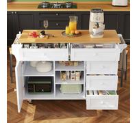 Fascinate Matteo White Kitchen Storage Trolley: Drawers, Adjustable Shelves & Dual-Mode Mobility