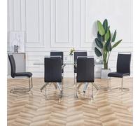 Fascinate Modern Black Faux Leather Cantilever Dining Chairs - Set of 4 Fascinate Black