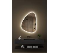 Fascinate Modern Irregular LED Bathroom Mirror - 3 Colour Dimmable Anti-Fog 80x60cm in Silver | Size: 800mm x 600mm Fascinate Silver 800mm x 600mm