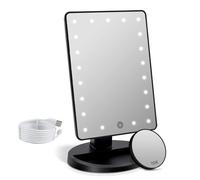 Fascinate Portable Makeup Vanity Mirror With Lights, 10X Magnification, 180 Degrees Rotation