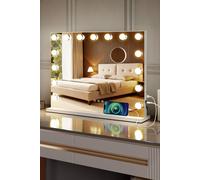 Fascinate Premium Hollywood Vanity Mirror - Tempered Glass, USB & Type-C, 58x48cm White | Size: Large