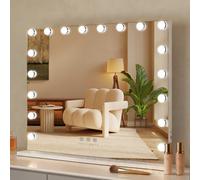 Fascinate Professional Hollywood Mirror 80X60Cm 18 Dimmable Led Bulbs Tempered Glass Vanity Station Wall Mount Tabletop White