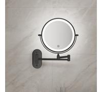Fascinate Rechargeable Led Bathroom Mirror Wall Mounted 1X/10X Magnification Dimmable 3 Light Colours 360 Rotatable Black
