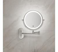 Fascinate Rechargeable Led Bathroom Mirror Wall Mounted 1X/10X Magnification Dimmable 3 Light Colours 360 Rotatable