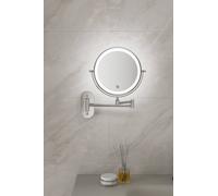 Fascinate Wall-mounted Extendable Bathroom Mirror Dimmable LED 10x Magnified in Silver Fascinate Silver