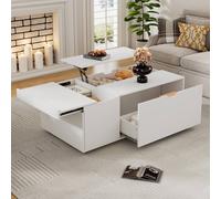 Fascinate White Lift-Up Coffee Table with Hidden Storage & Drawer Fascinate White