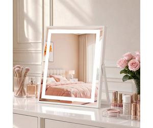 Fascinate Women's 25x30cm LED Vanity Mirror 192 LEDs 3-Color Touch Dimming Desktop in White