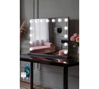 Fascinate Women's Industrial Hollywood Mirror - 58x48cm Black, Bluetooth & Speaker Phone, 15 LED in Black