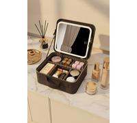 Fascinate Women's LED Vanity Makeup Case w/ Hollywood Mirror - Travel Organizer Gift for Girlfriend, Waterproof Large Capacity, Professional Beauty Fascinate Black
