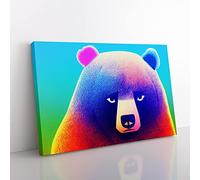 Fascinating Bear Abstract Canvas Wall Art Print Ready to Hang, Framed Picture for Living Room Bedroom Home Office Décor, 76x50 cm (30x20 Inch)