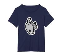 Fascinating cat buthole T-Shirt, Women's Plus, Navy Blue, 6X