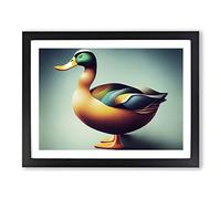 Fascinating Duck Framed Wall Art Print A2 Black