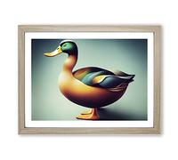 Fascinating Duck Framed Wall Art Print A2 Oak