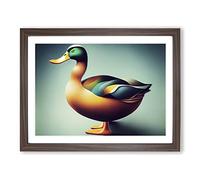 Fascinating Duck Framed Wall Art Print A2 Walnut