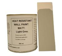 Fascinating Finishes Ltd 1 x 500ml Matt Light Grey Heat Resistant Wall Paint. Wood Burner Stove Alcove. Brick, Concrete, Plaster, Cement Board, Rendering, Metal, Timber etc.