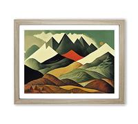 Fascinating Mountain Landscape Abstract H1022 Framed Print for Living Room Bedroom Home Office Décor, Wall Art Picture Ready to Hang, Oak A2 Frame (64 x 46 cm)