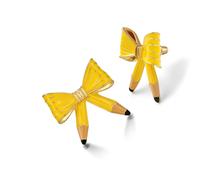 Fascinating Pencil Shaped Studs Earrings with Bowknot Accent Copper Materials Suitable for School Event and Parties Back to School Pencil Bowknot Earrings