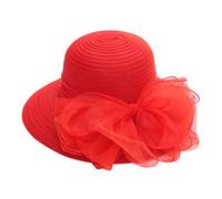 Fascinator Baseball Cap British Bridal Dress Hat Women's Wedding Party Tea Floral Mesh Design Adjustable Perfect for Mother The Bride Garden Parties Christenings One Size#g Red
