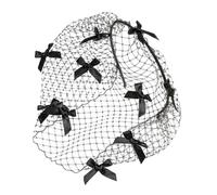 Fascinator Bowknot Embellished Black Veil Headbands Adjustable Birdcage for Wedding Vintage Event Adjustable Crystal for Women