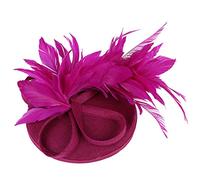 Fascinator Feathers on a Headband and a Forked Vintage Pillbox Hat Headband Cocktail Headwear Feather Wedding Hats Retro Flower Hair Fashion Solid Color Elegant Wedding Weddings Fascinator (One Size)