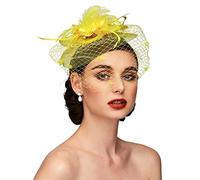 Fascinator for Women Facinator Weddings, Elegant and Charming Lace Feather Wedding Hat Clip, Hair Garden Tea Birthday Party Headband Net Vintage Fascinators Cocktail Evening