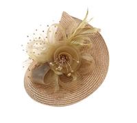 Fascinator for Women Headband, Hat with Clip, Elegant Fascinators Weddings & Mother Of the Bride Mesh Flower Feather Women's Tea Party Headwear Clip Head Band Girls Khaki Fascinator