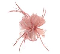Fascinator Hair Clip Pink Fascinator Derby Hat Fascinator Headpiece Fascinator Hair Clip Nude Hair Side Clip Pink for Wedding Tea Party Church (14x14x8 Cm)