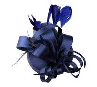 Fascinator Hat Europe And The United States Bride Mesh Bridal Party Prom Season Hair Accessories Hair Clips Hair Bands Tea Party Rave Festival Dance (Navy, One Size)