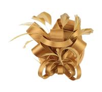 Fascinator Hat Europe And The United States Bride Mesh Bridal Party Prom Season Hair Accessories Hair Clips Hair Bands Tea Party Rave Festival Dance (Gold, One Size)