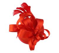 Fascinator Hat Europe And The United States Bride Mesh Bridal Party Prom Season Hair Accessories Hair Clips Hair Bands Tea Party Rave Festival Dance (Red, 13cm)