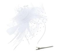 Fascinator Hat Headband, Feather Mesh Flower Headwear for Party, Vintage Ascot Hats Burlesque Flower Derby Hat with Clip Hairband, Ribbons Headwear Cocktail Tea Party Wedding Halloween Accessories