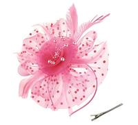 Fascinator Hat Headband, Feather Mesh Flower Headwear for Party, Vintage Ascot Hats Burlesque Flower Derby Hat with Clip Hairband, Ribbons Headwear Cocktail Tea Party Wedding Halloween Accessories