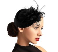 Fascinator Hat, Vintage Flower Women's Fascinators, Cocktail Veil Hat with Clip, Fascinators Hats for Women Tea Party Black