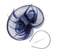 Fascinator Headband Europe And The United States Bride Mesh Bridal Party Prom Season Hair Accessories Hair Clips Hair Bands Tea Party Headwear for Girls and Women (Navy, 34CM)