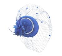 Fascinator Headband Fascinators for Women Mesh Ribbons Feathers on a and Forked Clip Cocktail Tea Party Headwear Girls Flower Feather Hat Brooch Royal Ascot Wedding Race Blue Fascinators