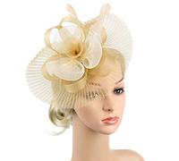 Fascinator Headband for Women - Flower Feather Cocktail Pillbox Hat, Bridal Headdress Headpieces Headwear Hair Accessories With Hair Clip for Wedding, Tea Party, Hen Party, Prom, Evening, Halloween