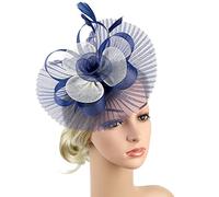 Fascinator Headband for Women - Flower Feather Cocktail Pillbox Hat, Bridal Headdress Headpieces Headwear Hair Accessories With Hair Clip for Wedding, Tea Party, Hen Party, Prom, Evening, Halloween