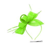 Fascinator Headpiece for Women, Bridal Wedding Tea Party Accessory with Feather Flower Mesh Ribbon for Ladies Retro Elegant Flower Hair Fascinator Cocktail Tea Party Headwear (Light Green, One Size)