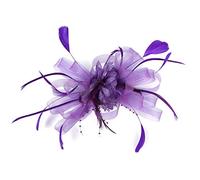 Fascinator Top Hat on Headband for Women Wedding Ascot Races Loop Vintage Mesh Pearl Hair Clip Tea Party Wedding Cocktail Purple