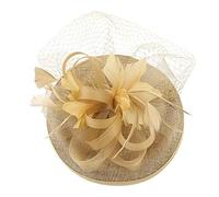 Fascinator Women's Wedding Headdress Hats Hat Clips Veil Headband Mesh Tea Party Headpiece Women Pillbox Hat Hair Accessories for Cocktail Halloween Oktoberfest Gothic, gold, One Size Fits All